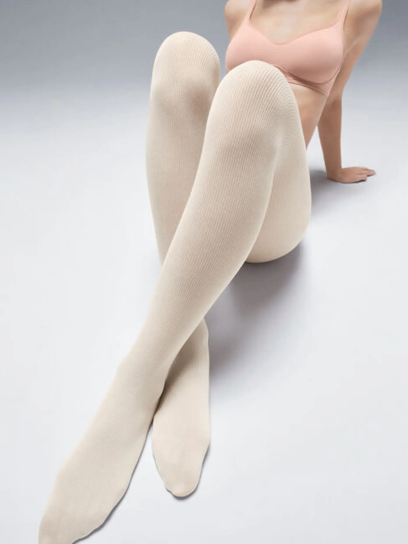 WOLFORD | Modestrumpfhose Mary Cotton Rib Black | beige